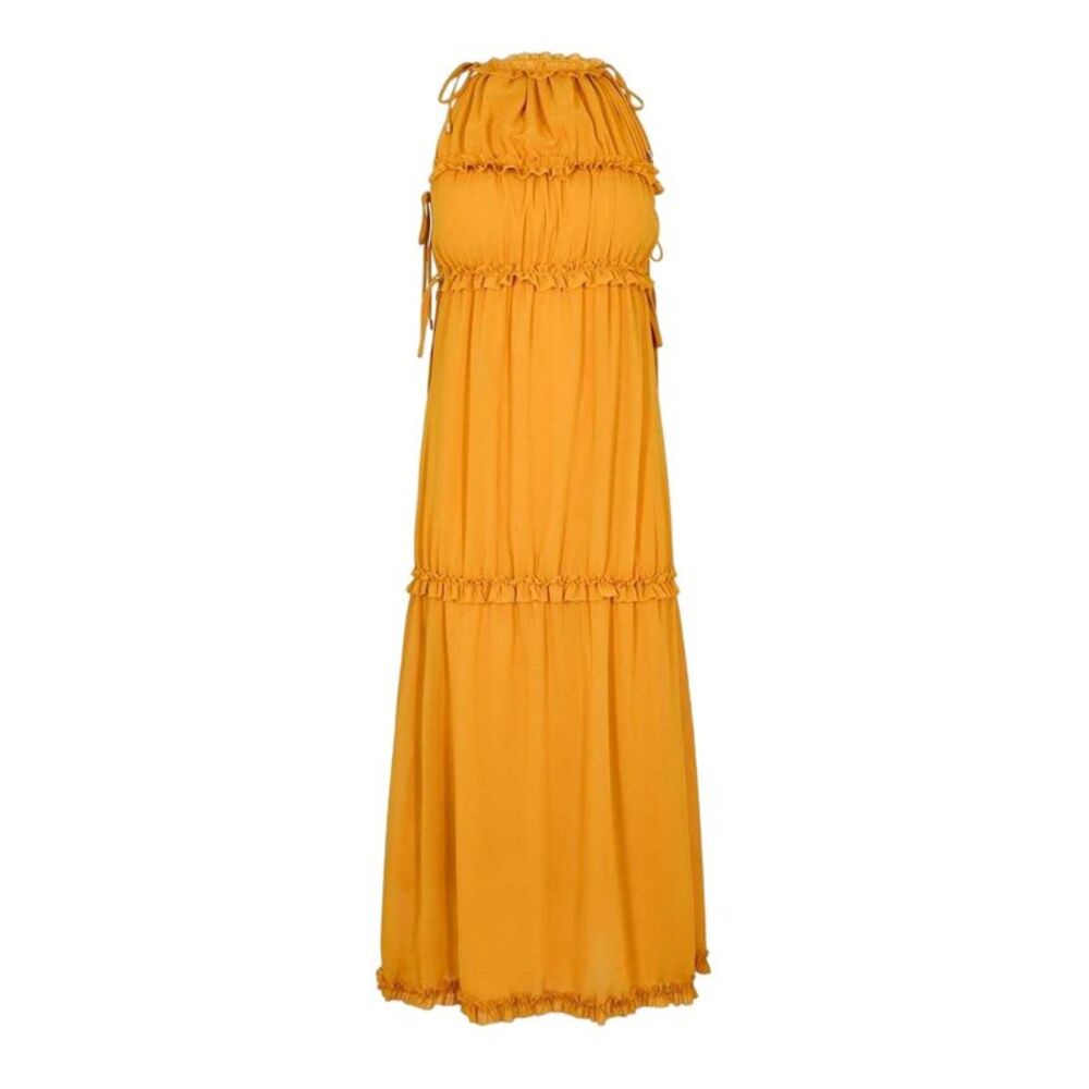 AmyLynn Womens/Ladies Tiered Halter Neck Maxi Dress / Yellow